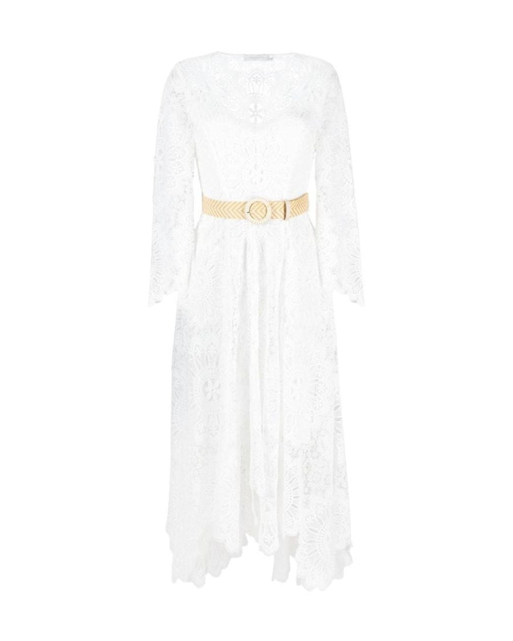 Zimmermann White Chintz Doily-Lace Midi Dress