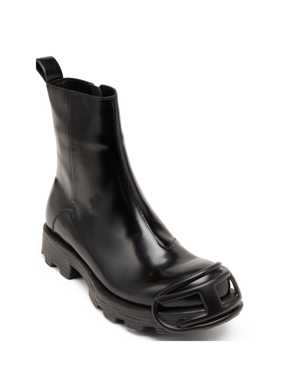 DIESEL Black D-Hammer Round-Toe Ankle Boots for men