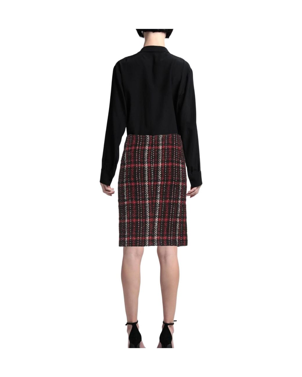 Marni Red Plaid Midi Skirt