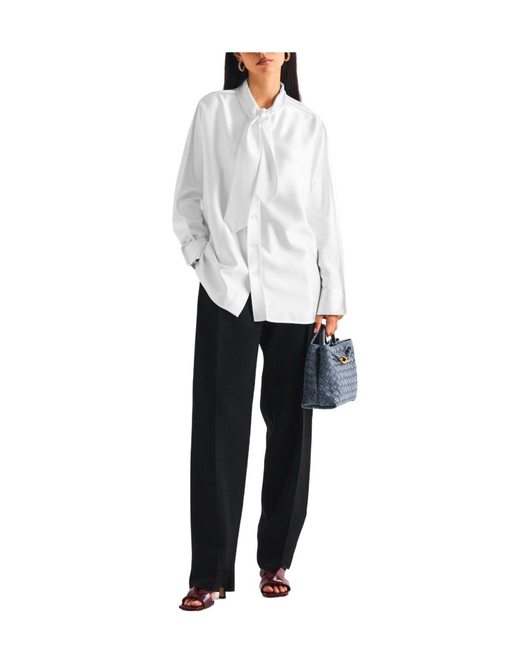 Bottega Veneta White Satin-Finish Shirt