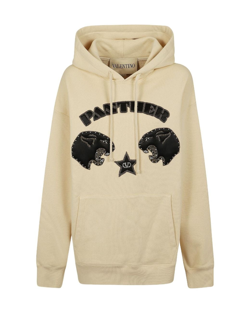 Valentino Natural Long-Sleeve Hooded Sweatshirt