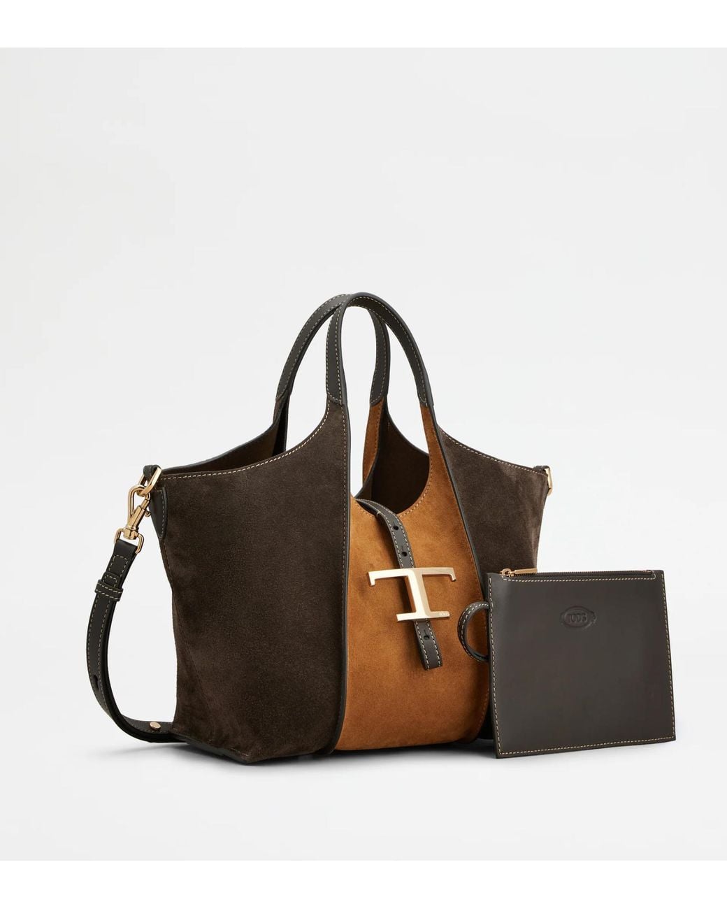 Tod's Brown T Timeless Mini Tote Bag
