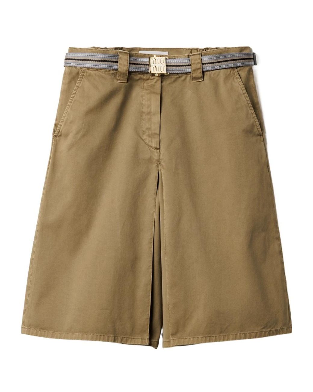 Miu Miu Natural Pleated Midi Skirt