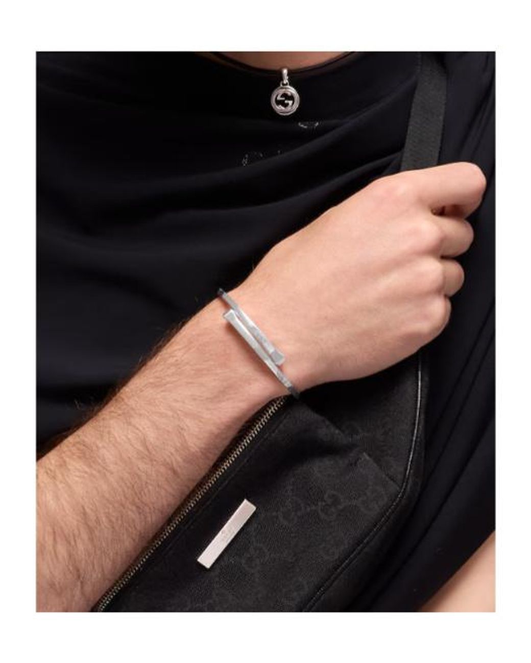 Gucci White Chiodo Flexible Bangle Bracelet for men