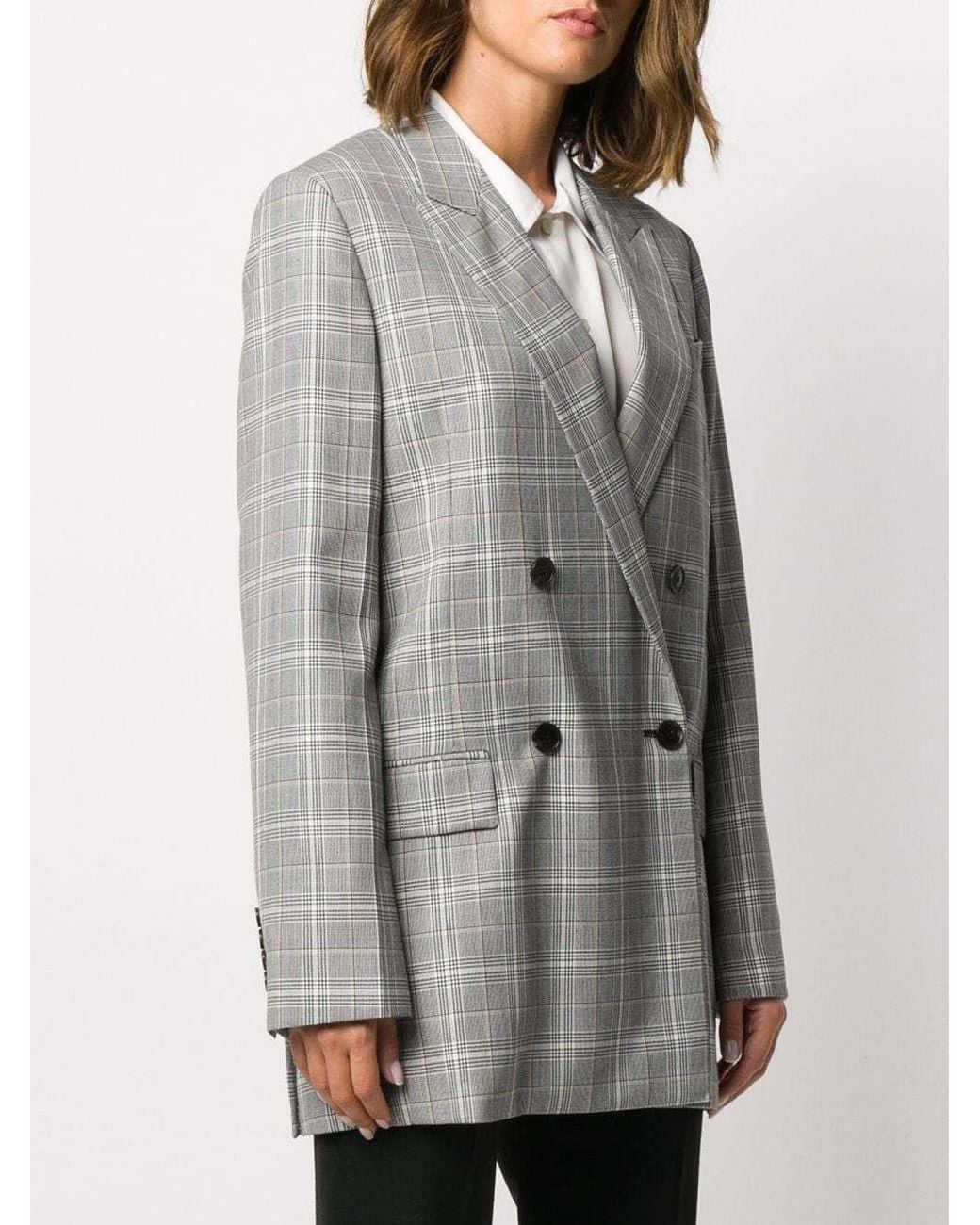 Givenchy Gray Check-Pattern Double-Breasted Blazer