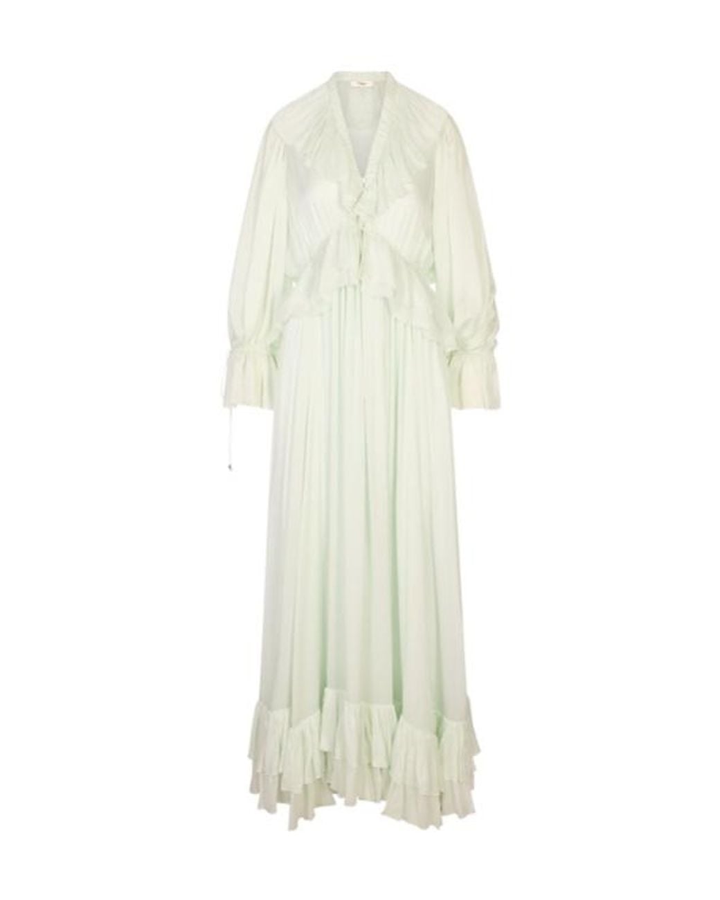 Chloé White Twill Long Pleated Dress