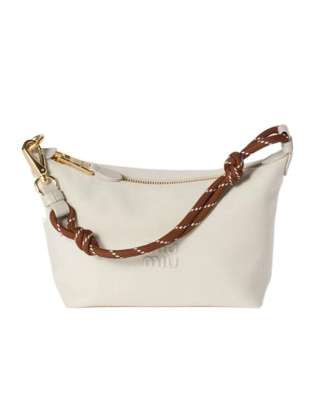 Miu Miu White Gabardine Cosmetic Pouch