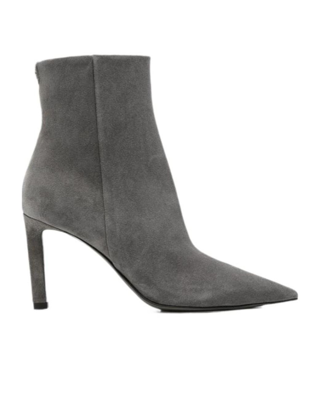 Jimmy Choo Gray Frankie Ab Pointed-Toe Stiletto-Heel Ankle Boots