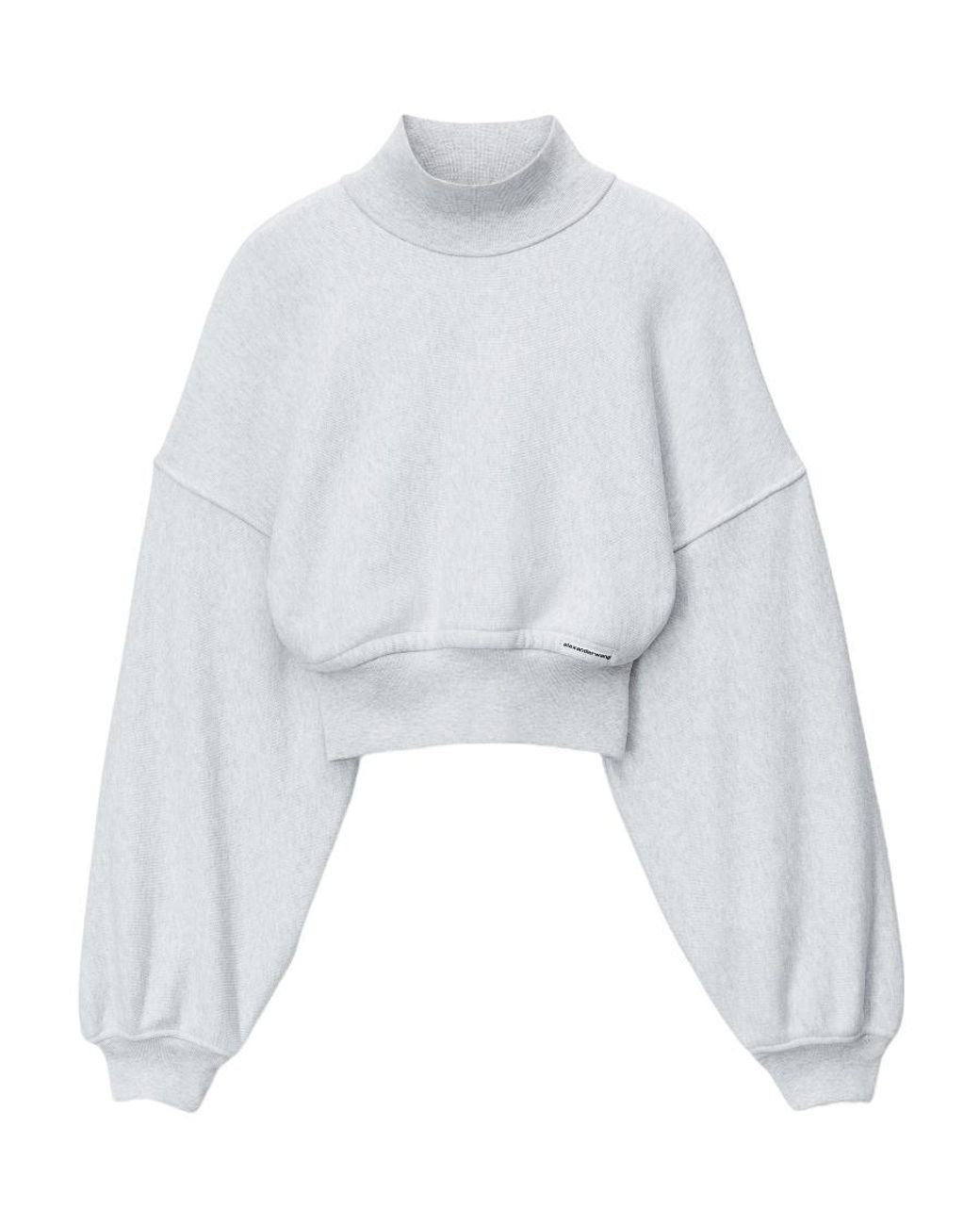 【関税&送料込】Alexander Wang Cropped Crew Neck Sweater Black Cropped Sweatshirt with Logo in WASHED BLACK