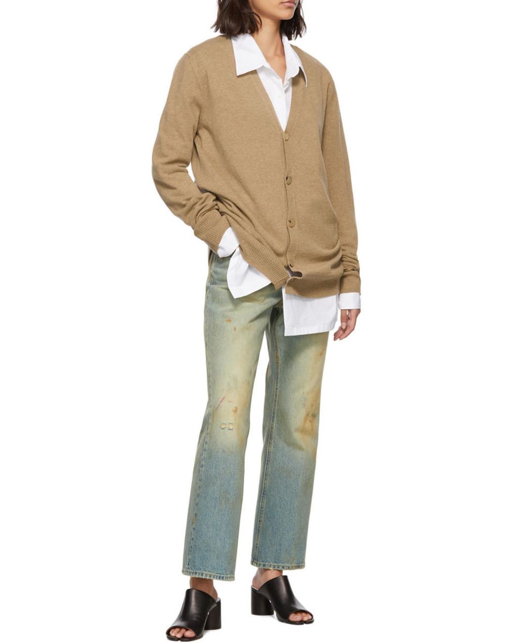 Maison Margiela Brown V-Neck Cardigan for men