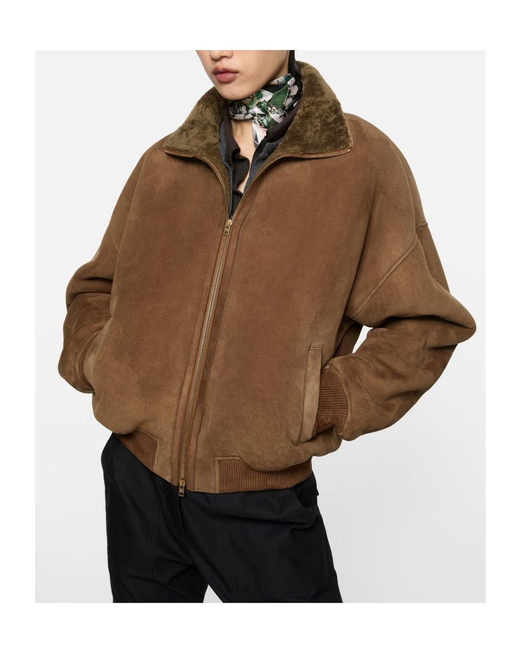 Acne Brown Shearling Bomber Jacket