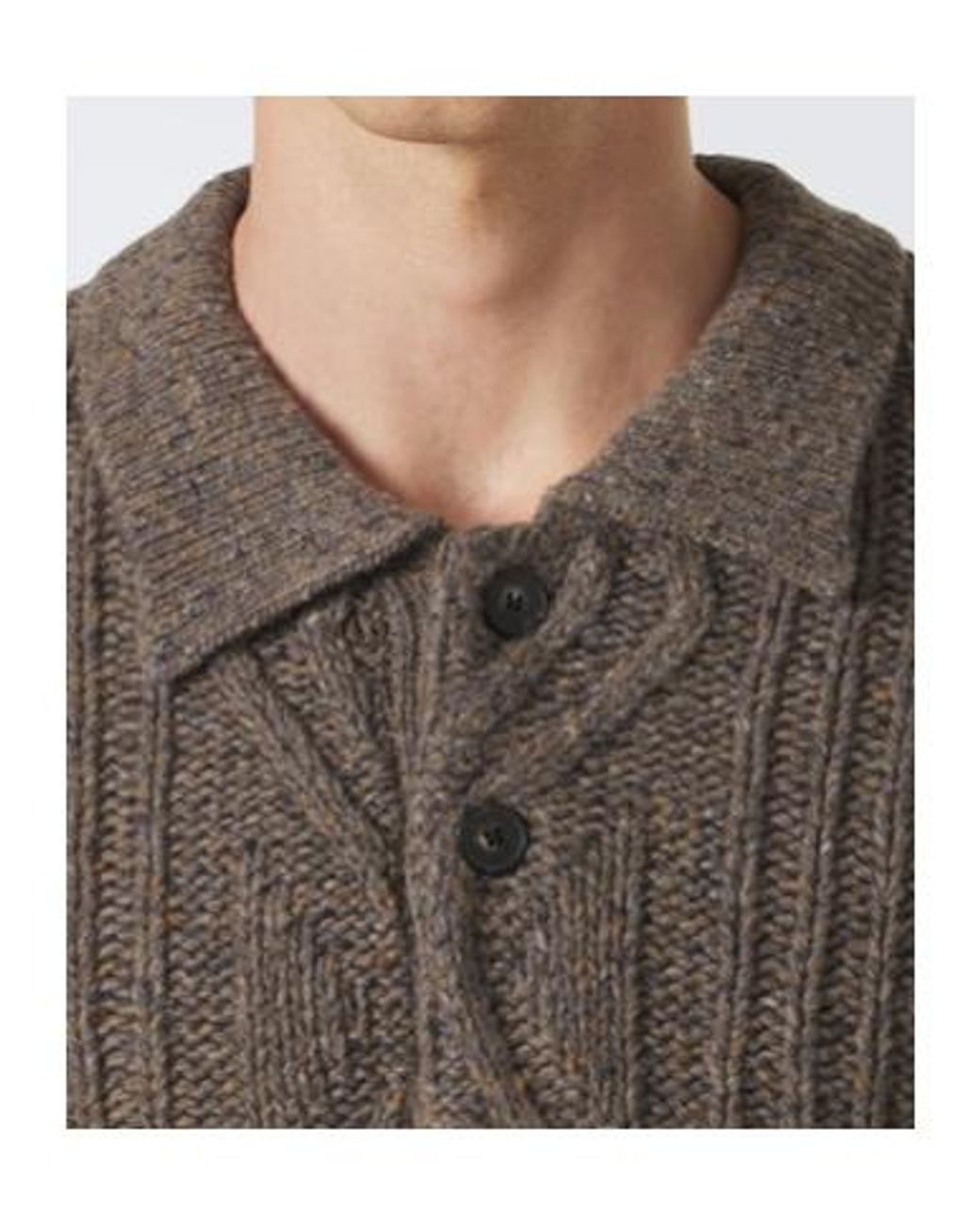 FRAME Brown Cable-Knit Wool And Alpaca-Blend Polo Sweater for men