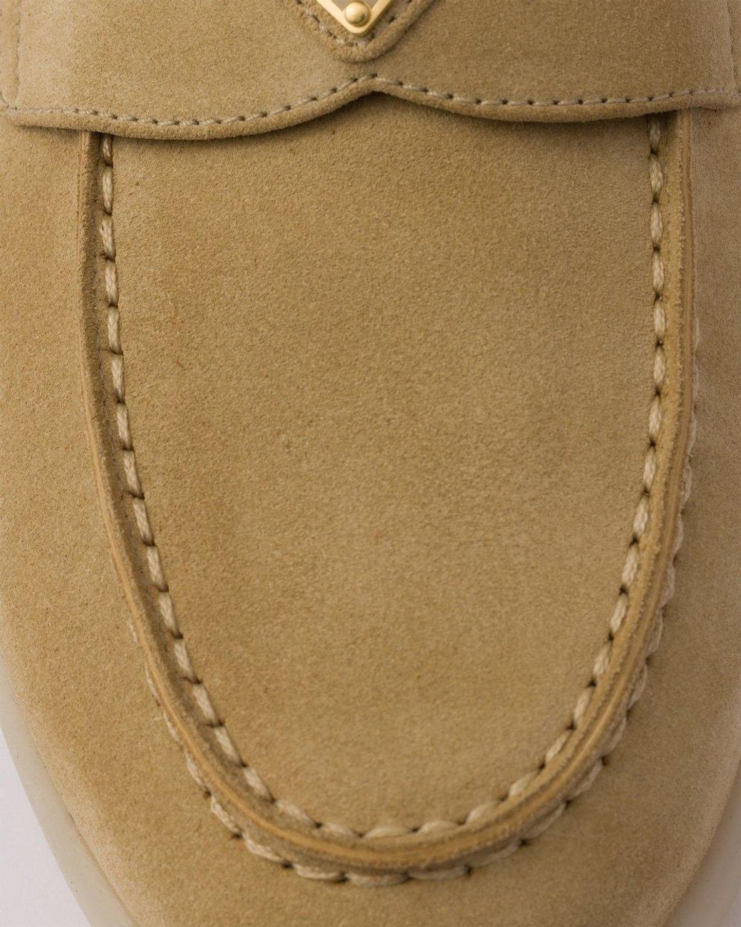 Prada Natural Triangle-Logo Slip-On Loafers