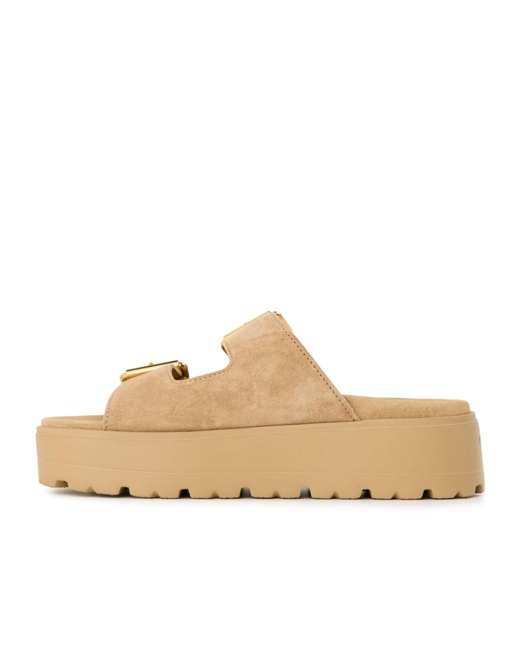 Prada Natural Buckle Logo Slippers