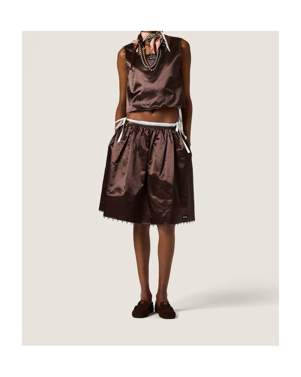Miu Miu Brown Satin Skirt