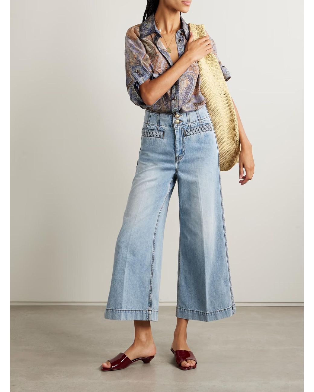 Zimmermann Blue Wanderlust Buttoned Jeans