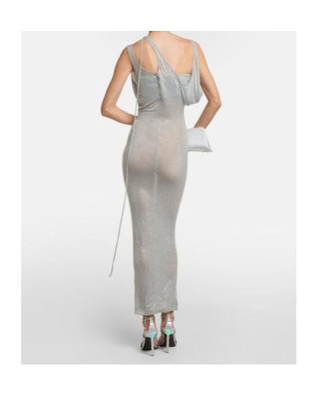The Attico White Embellished Jersey Midi Dress