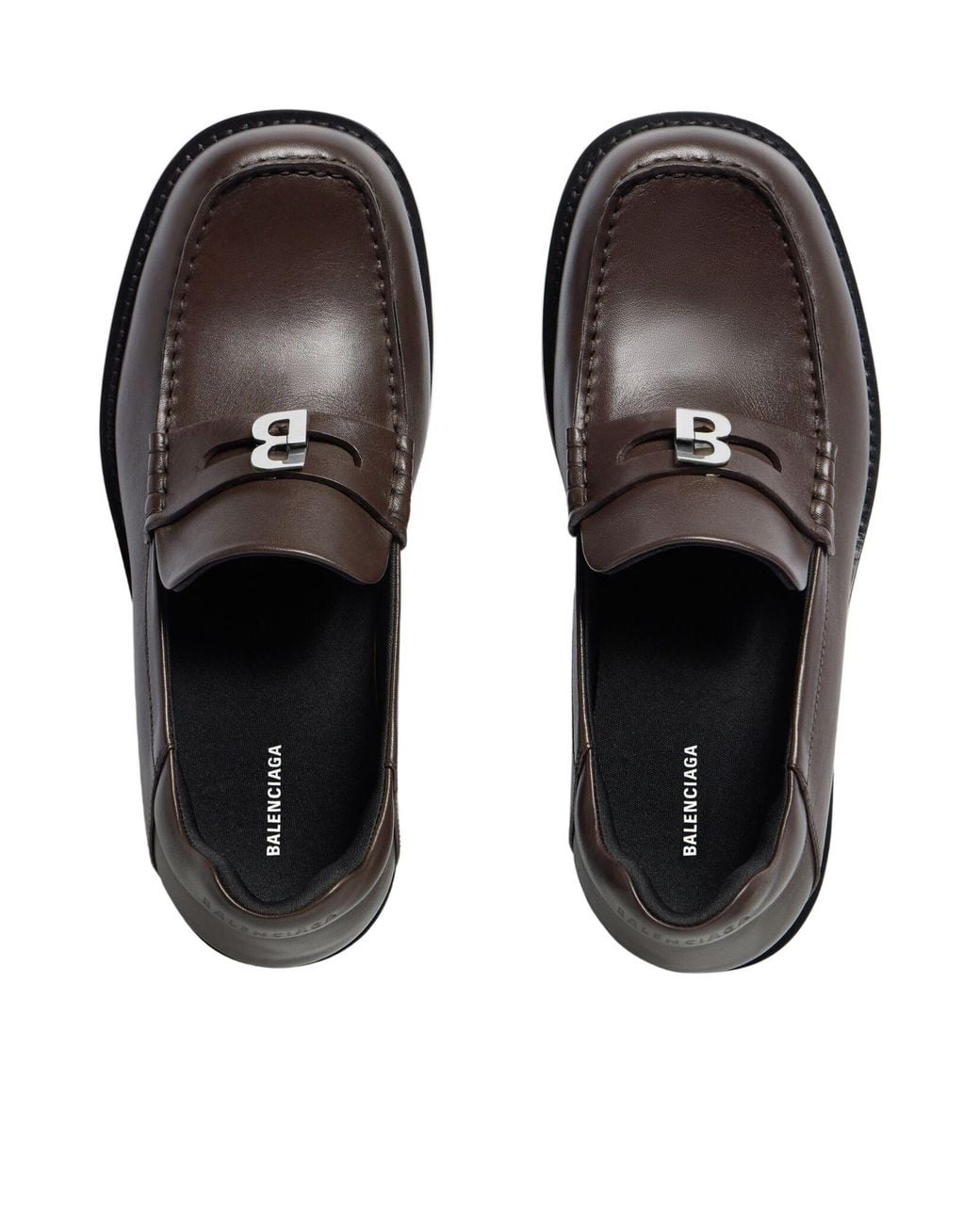 Balenciaga Brown Comfy Logo Plaque Loafers