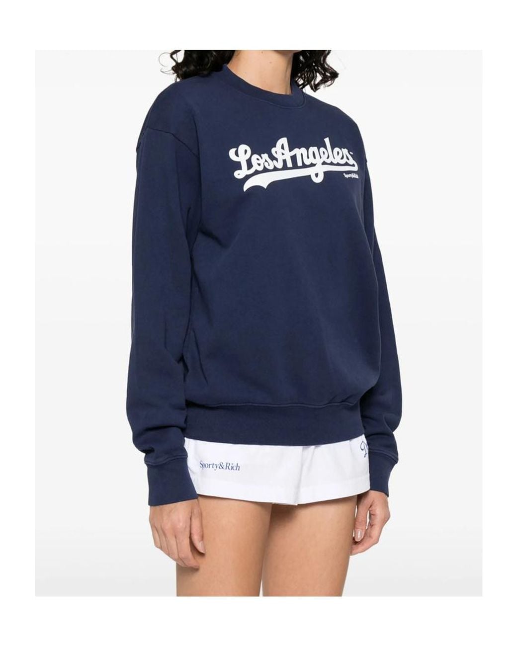 Sporty & Rich Blue Logo Printed Crewneck Sweatshirt