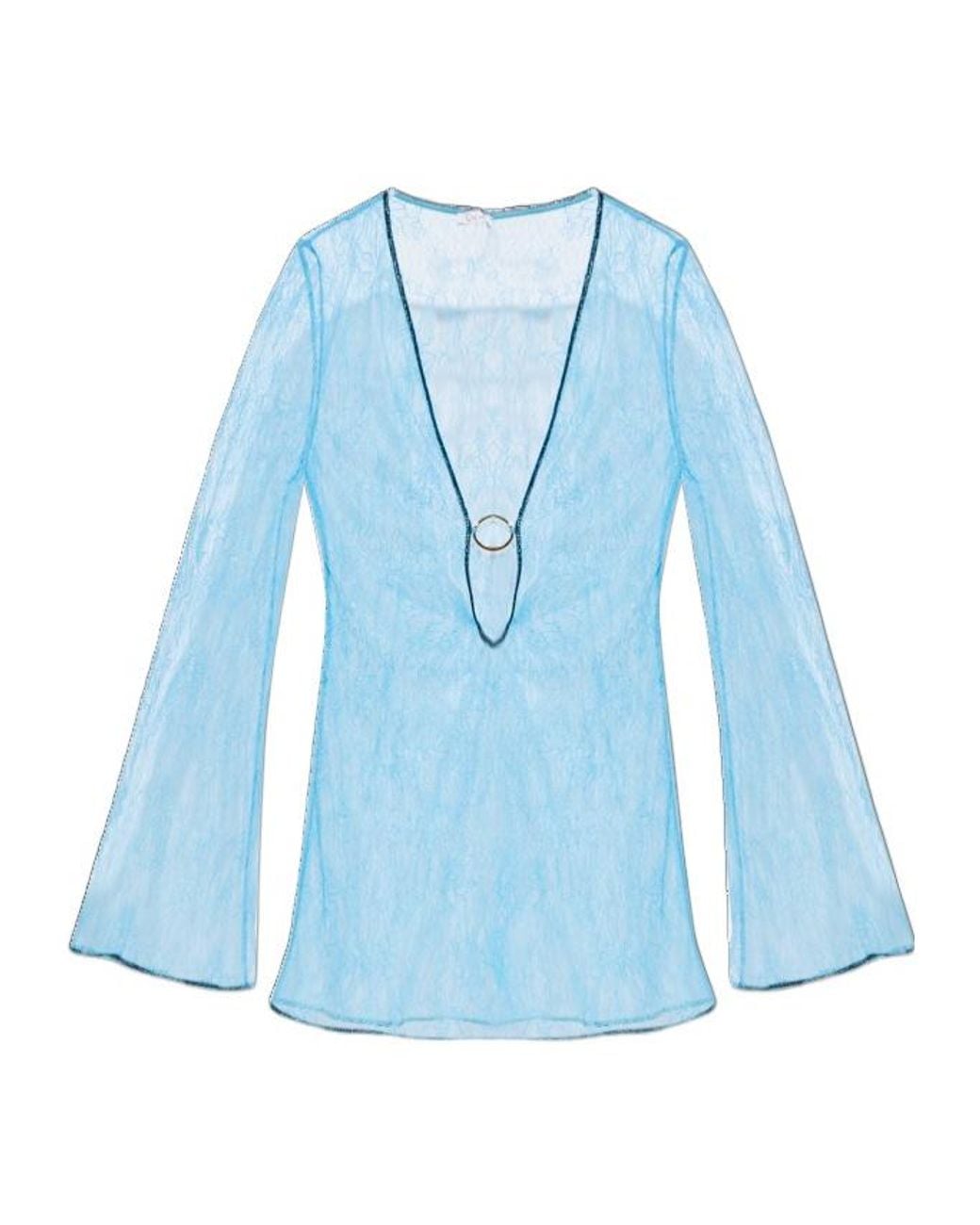 Oseree Blue V-Neck Dress