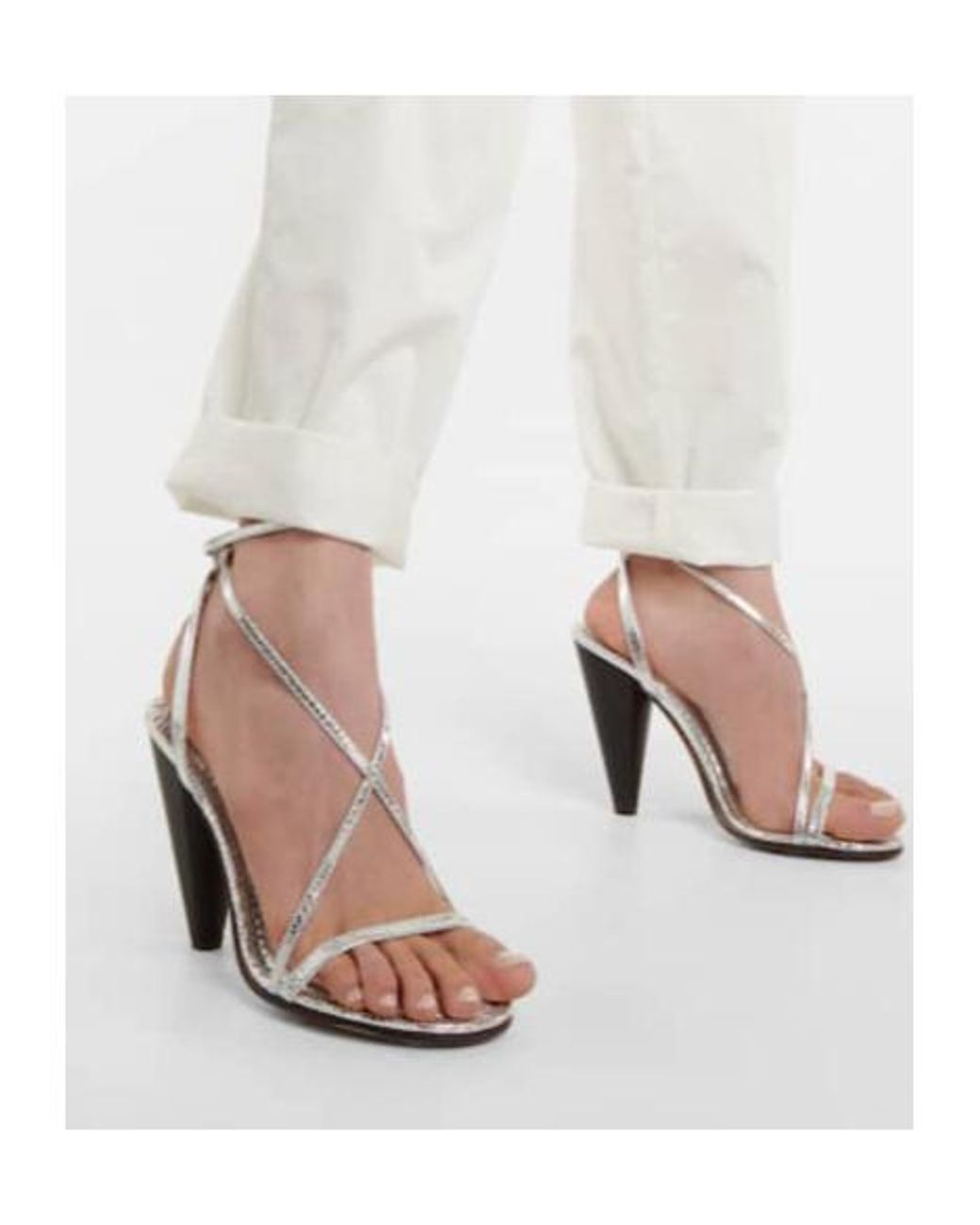 Isabel Marant White Aliza Metallic Leather Sandals