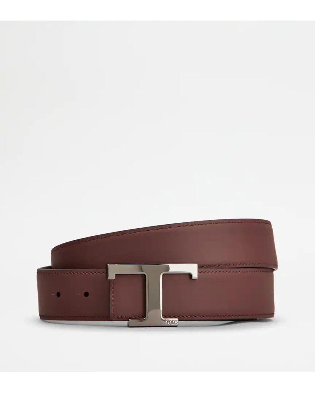 Tod's White Reversible Logo Plaque Buckle Belt for men