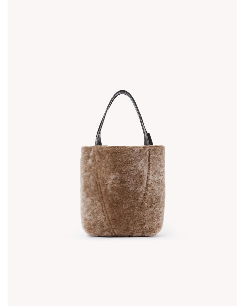 Chloé Brown Chloé Shearling Spin Tote Bag