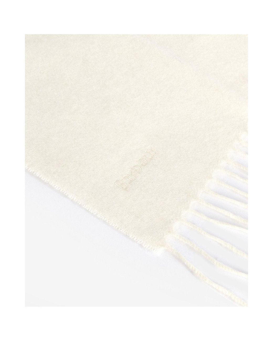 Barbour White Woven Fringed Scarf