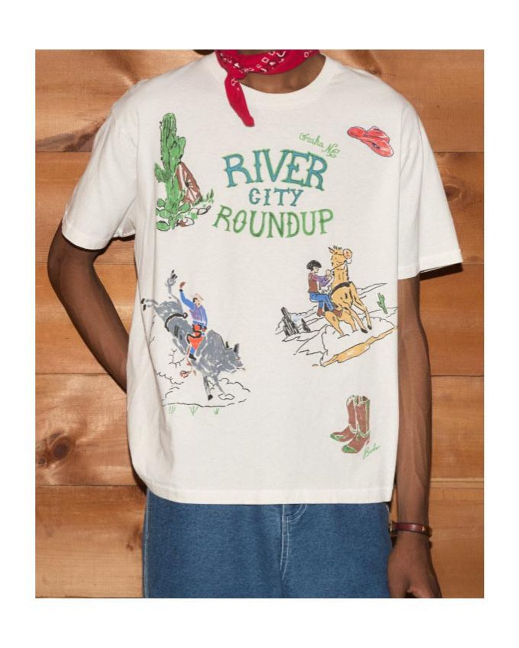 Bode Blue River City Graphic-Print T-Shirt for men