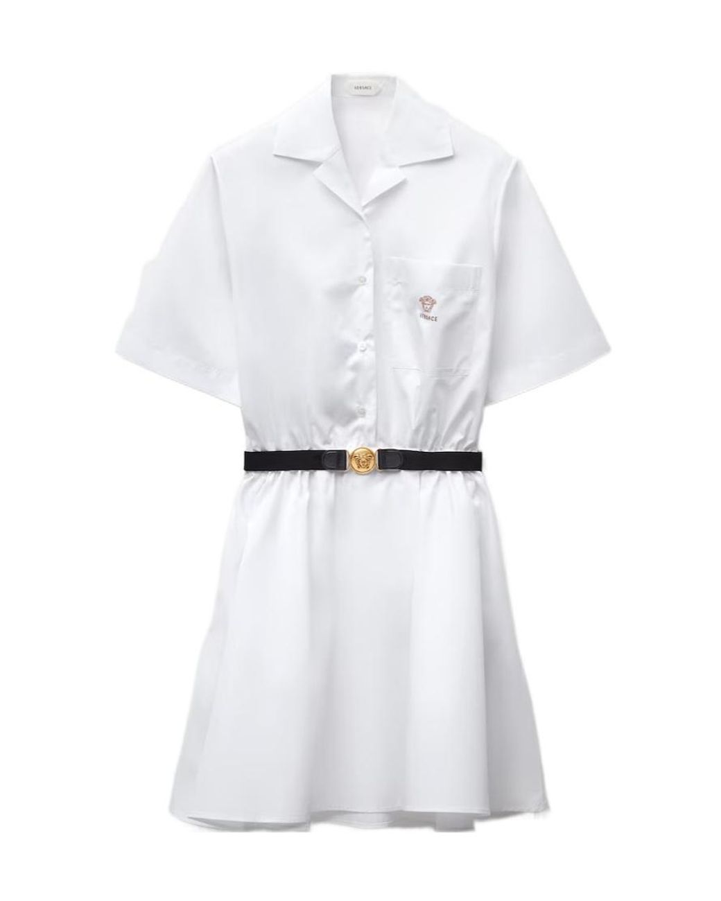 Versace White Belted Shirt Dress