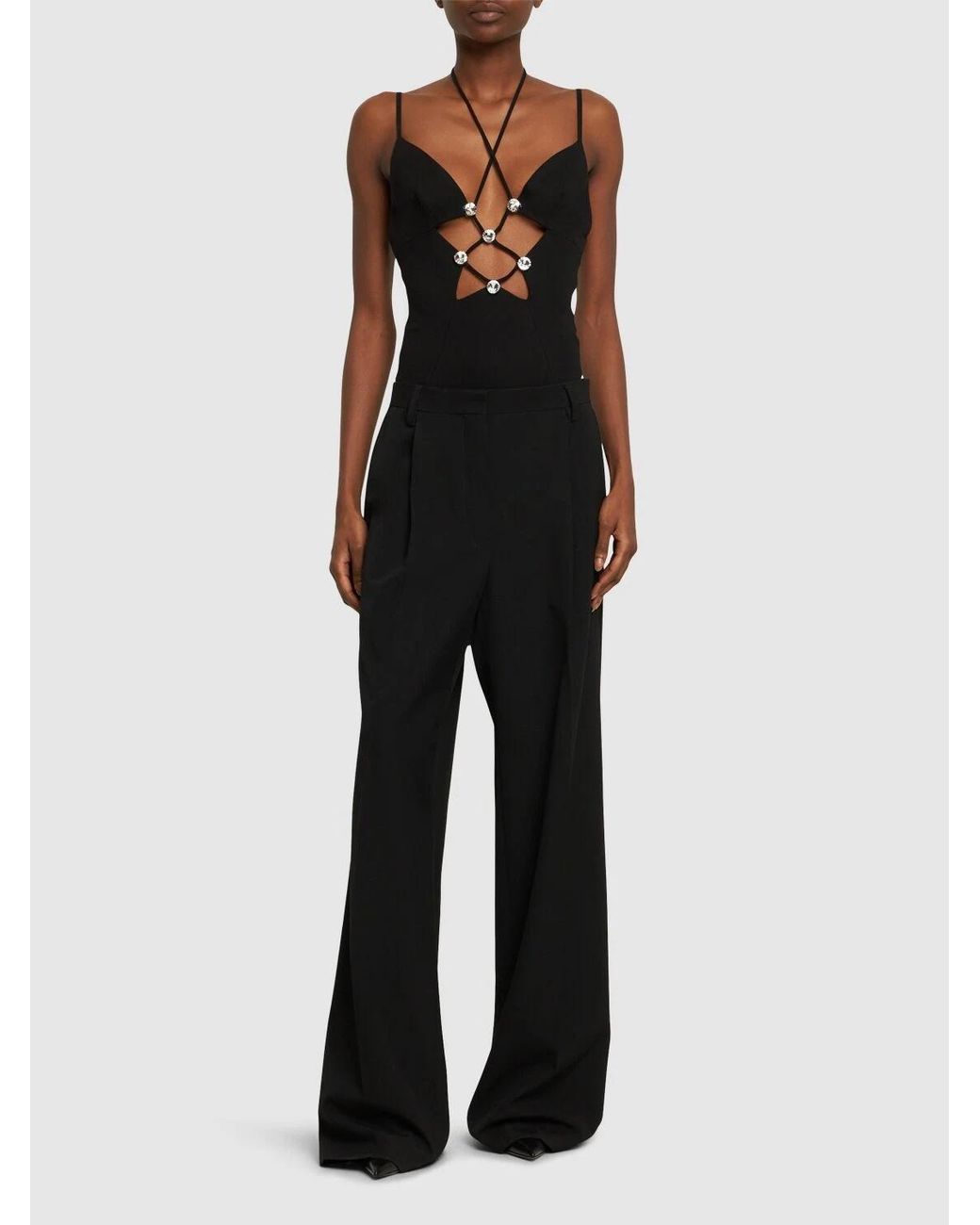 Area Black Hollowed-Out Detail Jumpsuit