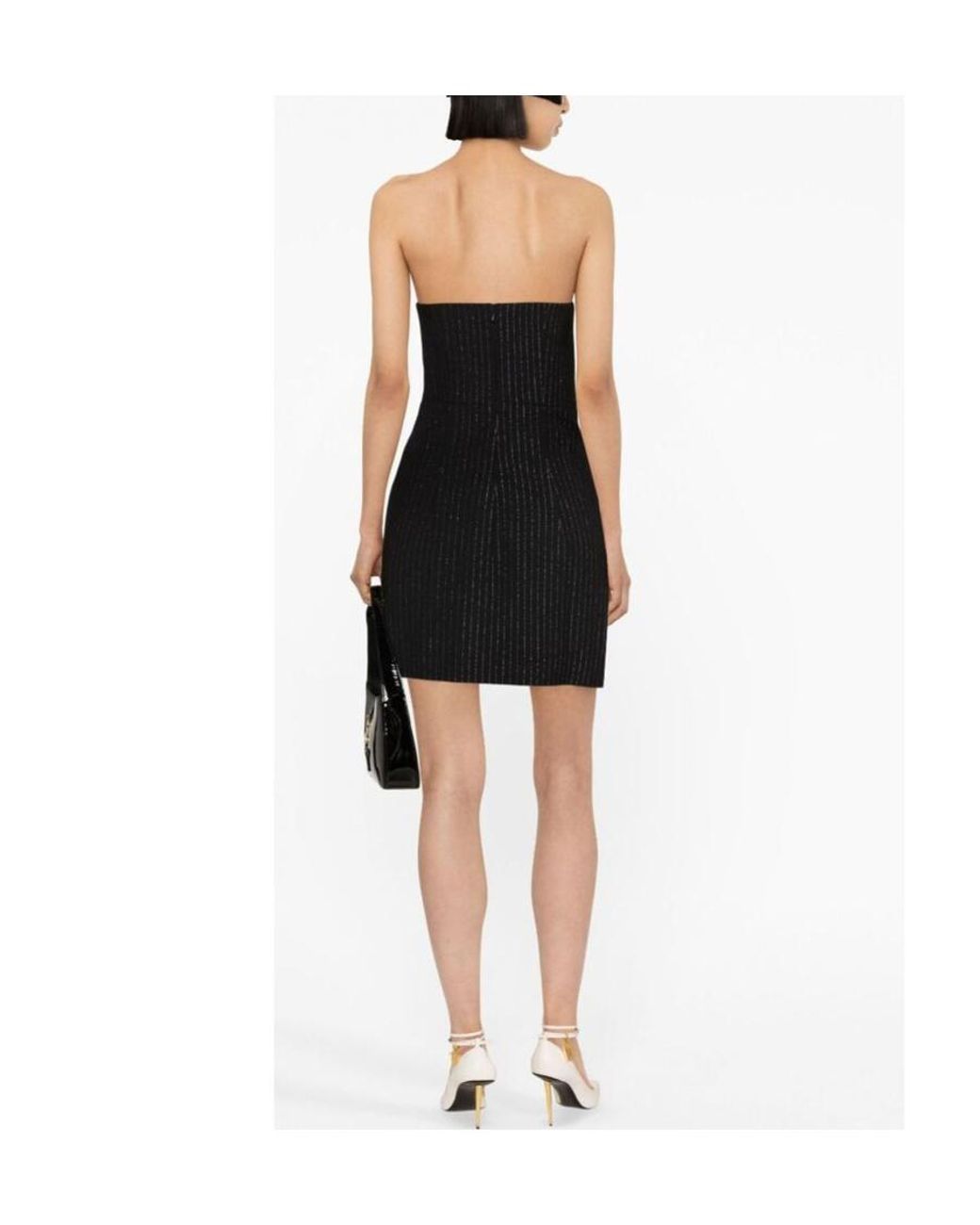 Alessandra Rich Black Pinstripe Mini Dress