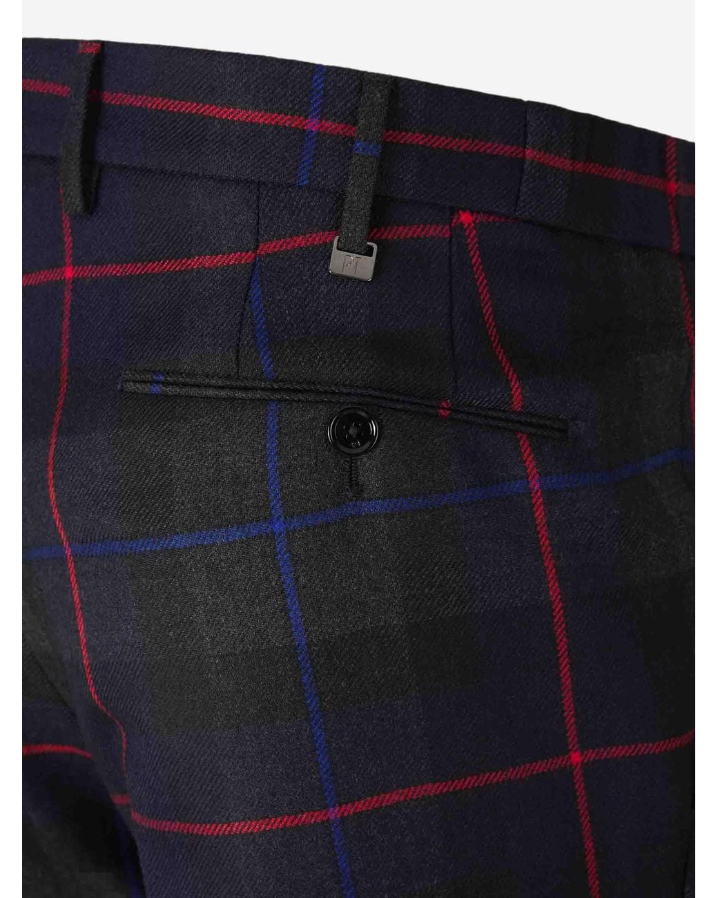 Pt Pantaloni Blue Checked Dress Trousers for men