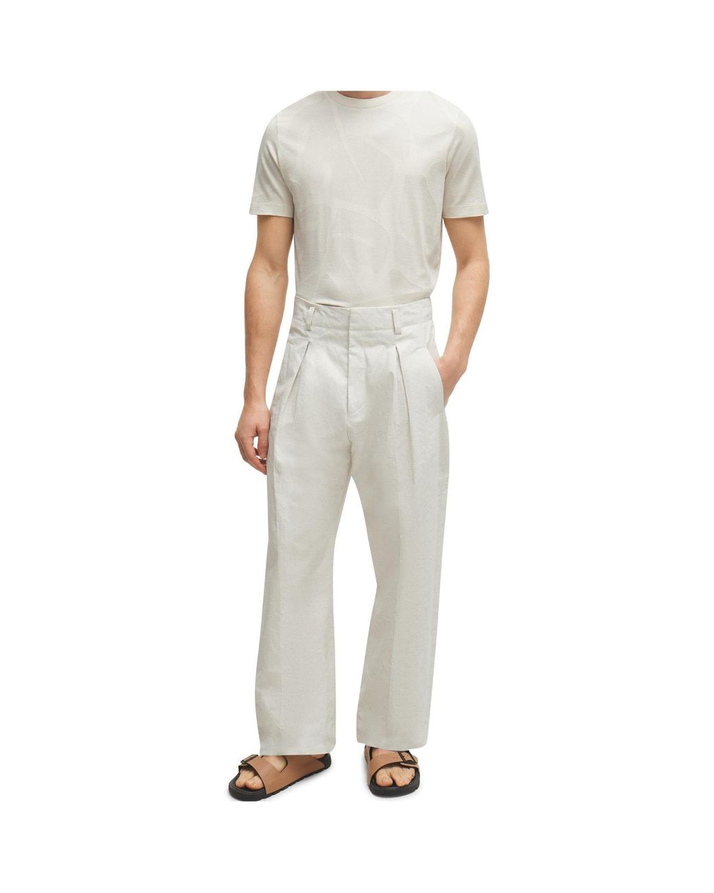 Boss White Short-Sleeve Crew-Neck T-Shirt for men
