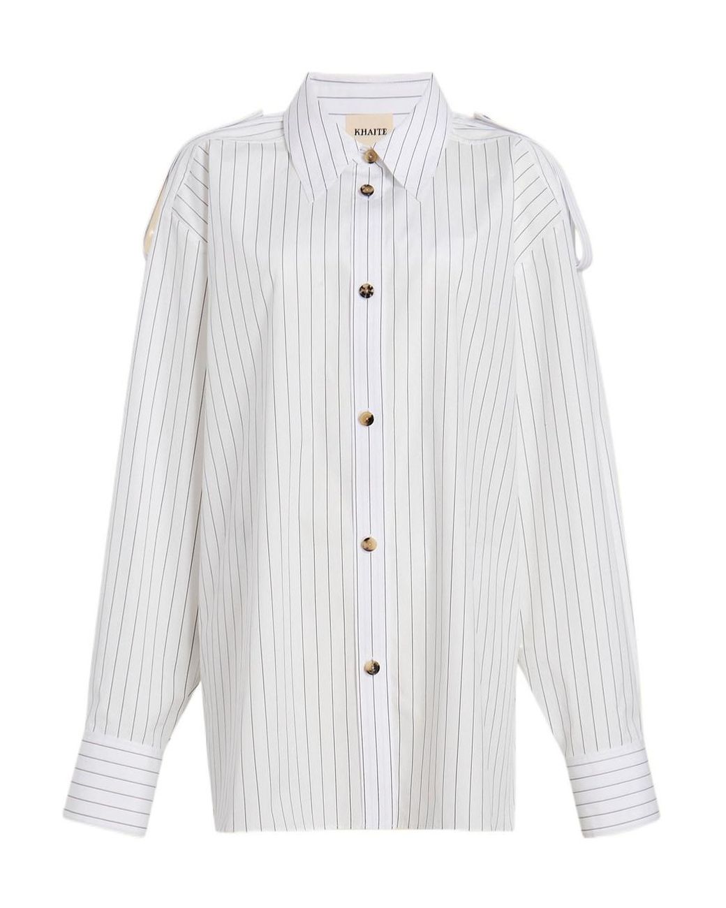 Khaite White The Tamal Striped Button-Up Shirt