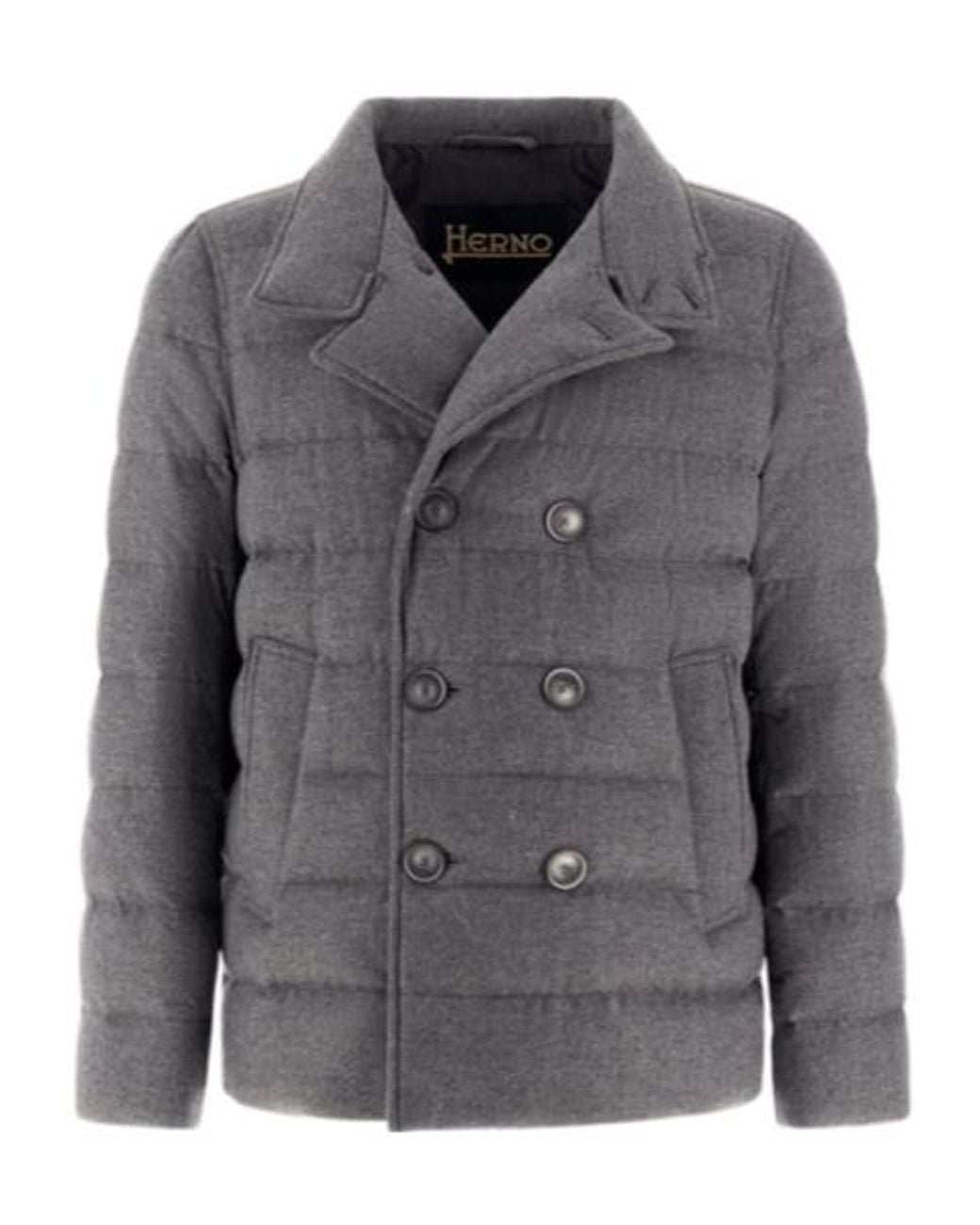Herno Gray Double-Breasted Down Coat for men