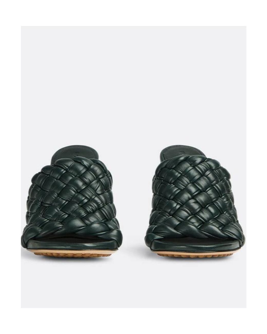 Bottega Veneta Green Dot Wave Intreccio Pleated Mules