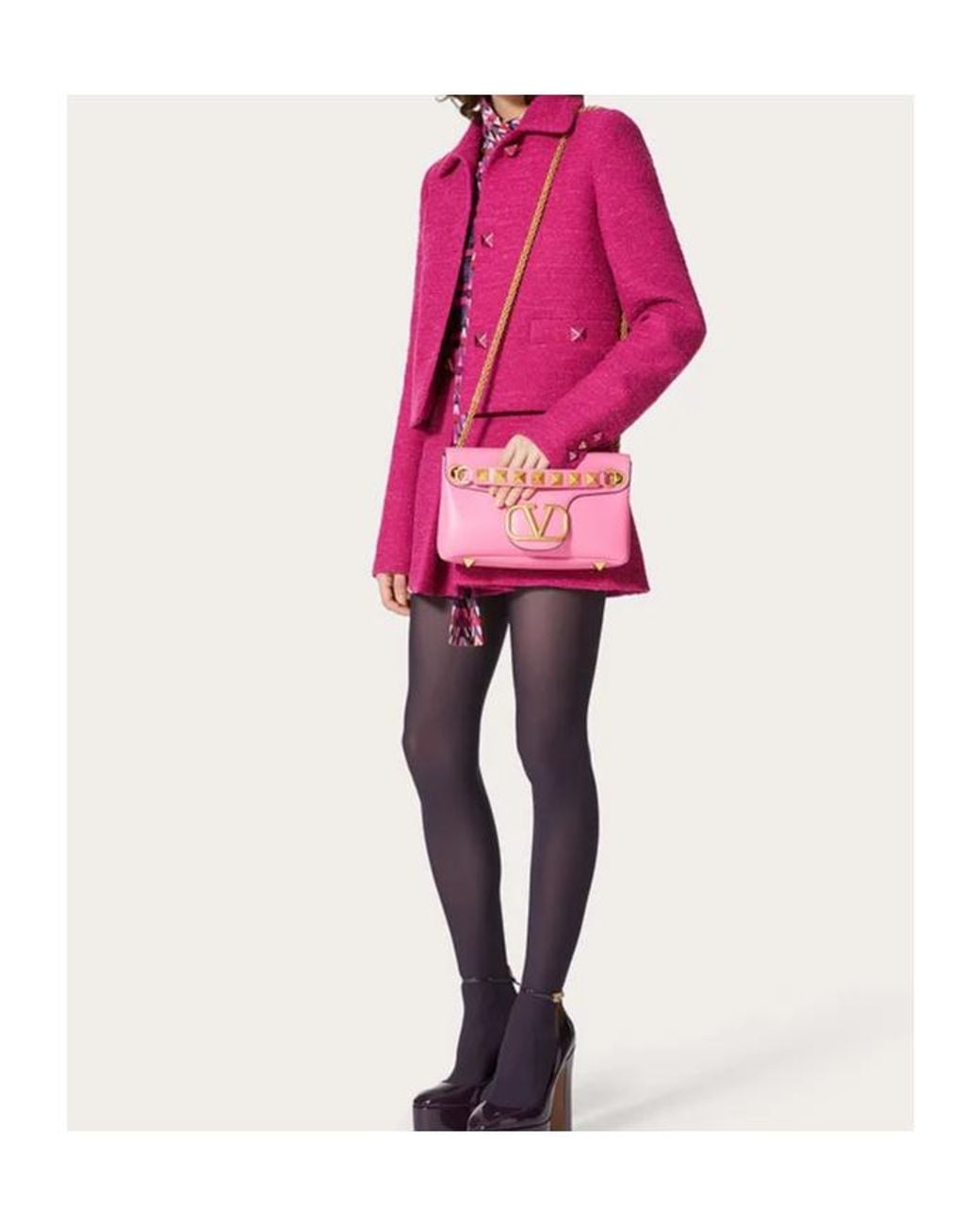 Valentino Pink Rockstud-Embellished A-Line Skirt