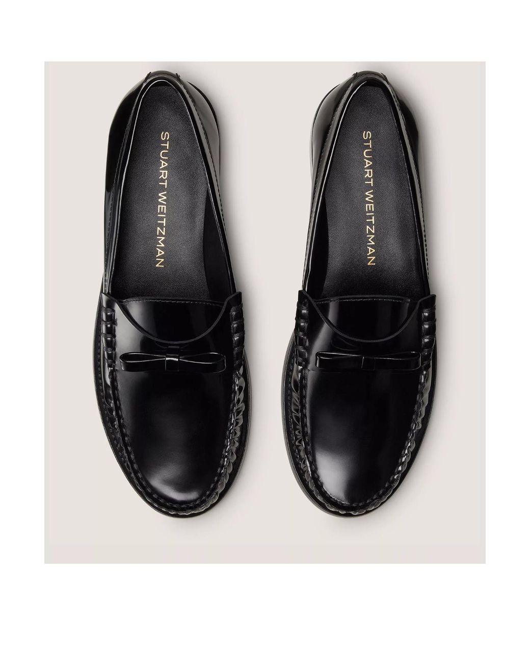 Stuart Weitzman Black Round Head Loafer Shoes