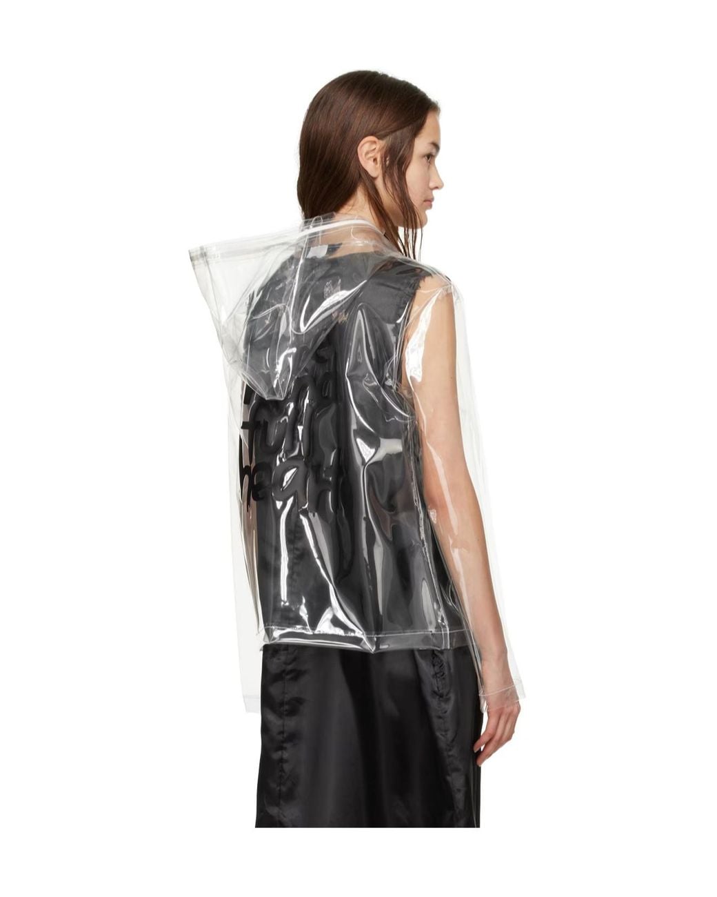 Comme des Garçons Black Slogan-Print Transparent Jacket