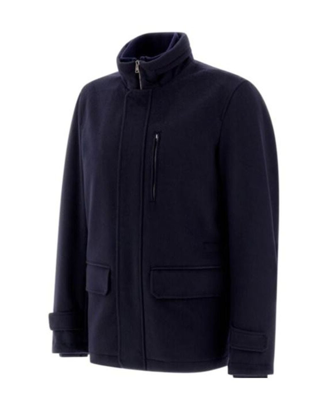 Herno Blue Stand-Collar Pocket Coats for men