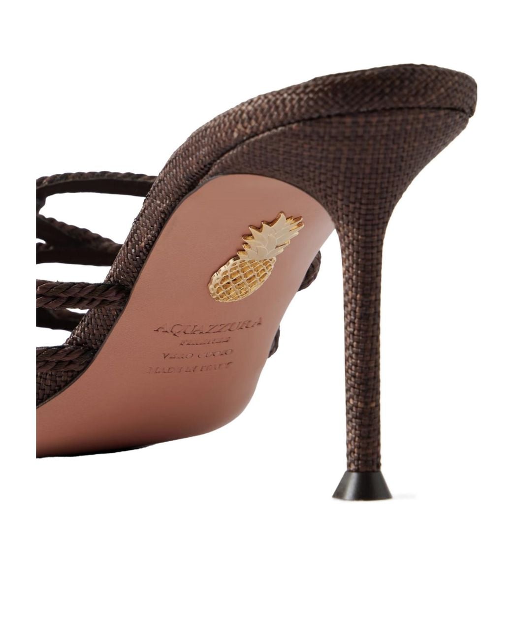 Aquazzura Black Raffia-Trimmed Cord Mules