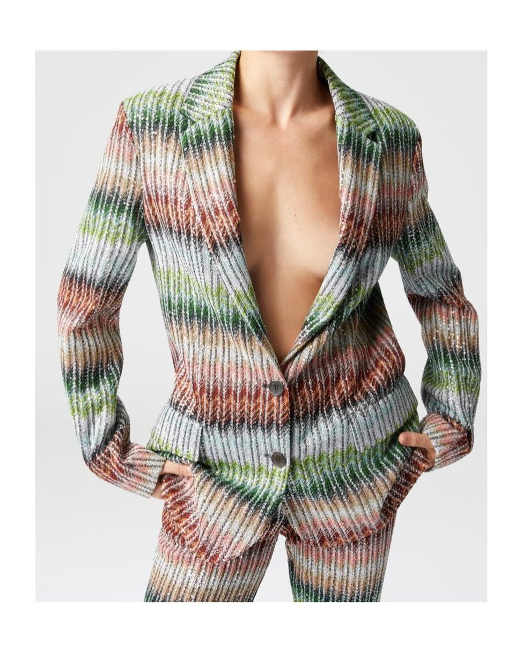Missoni Multicolor Zigzag-Woven Blazer