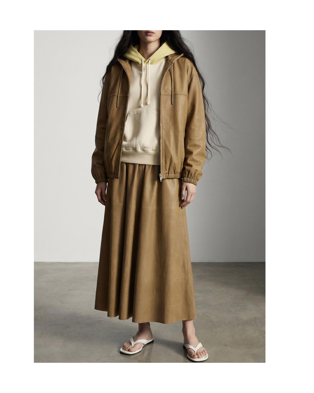 Auralee Natural Vintage-Inspired Contrast Hood Hoodie