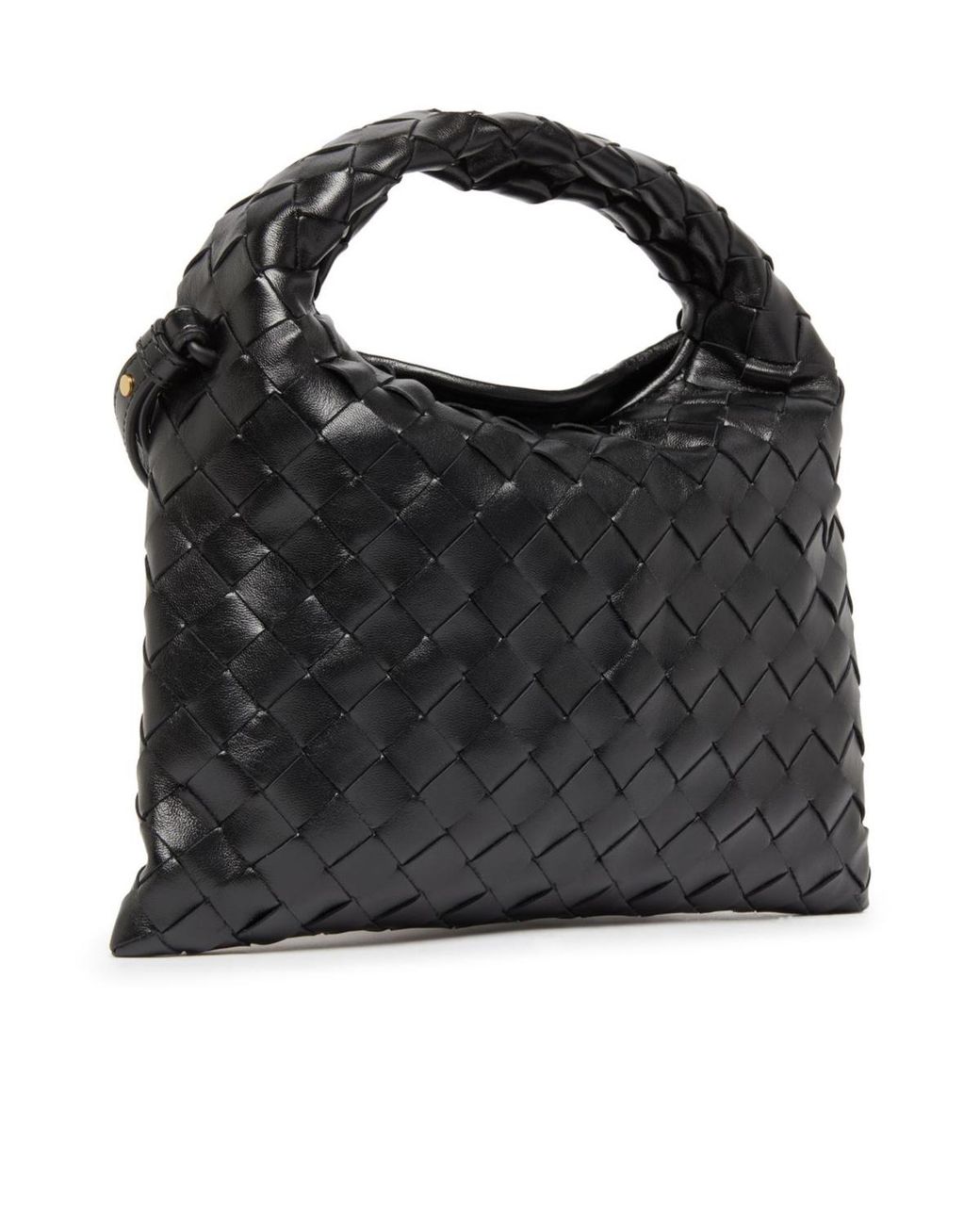 Bottega Veneta Black Woven Detail Shoulder Bag