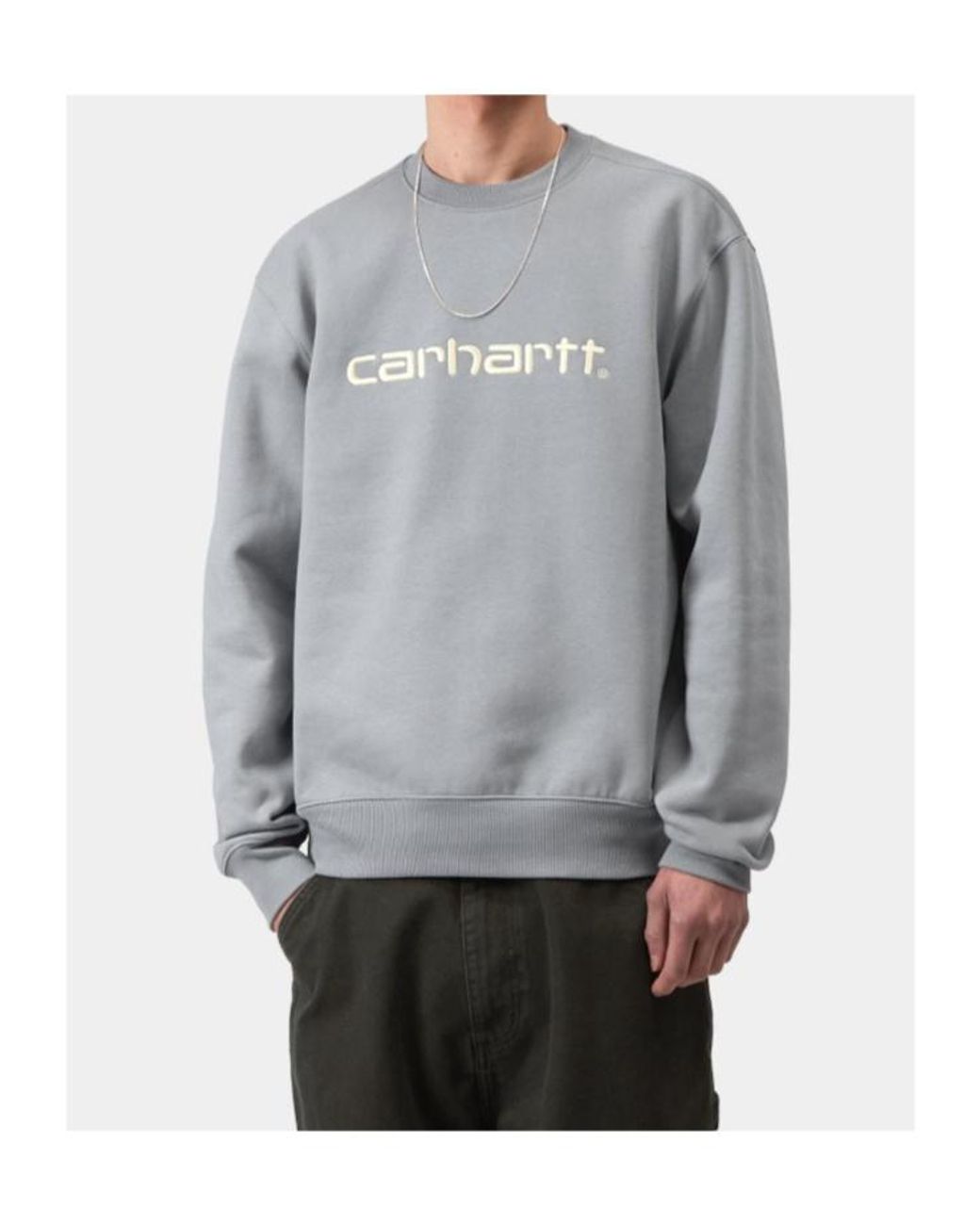 Carhartt Gray Logo Crewneck Sweatshirt for men