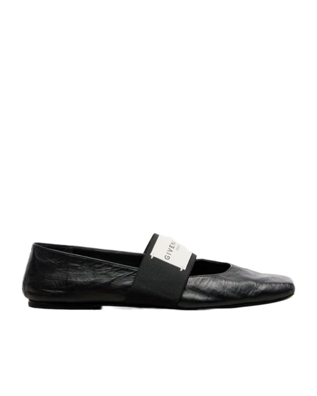 Givenchy Black Sliced Square Leather Ballet Flats