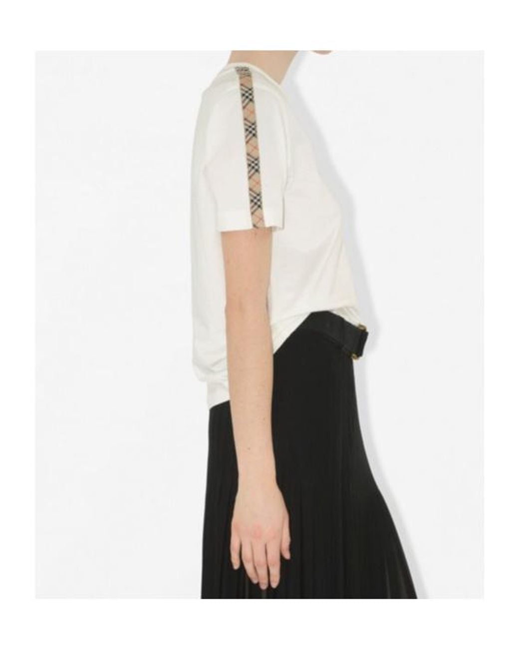 Burberry White Checked-Trim Crewneck T-Shirt