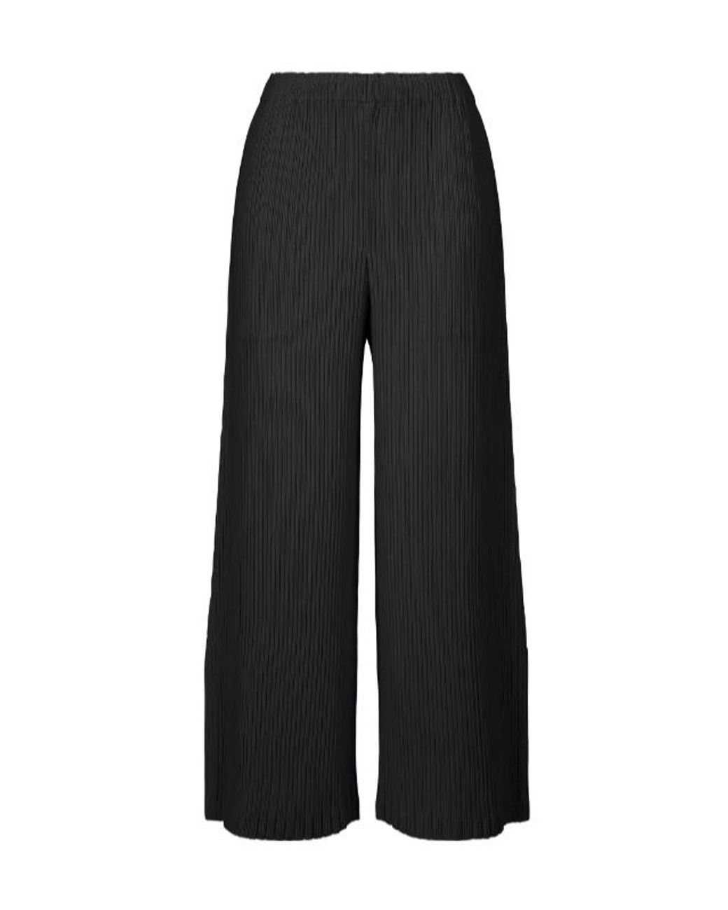 Issey Miyake Black Hatching Pleated Trousers