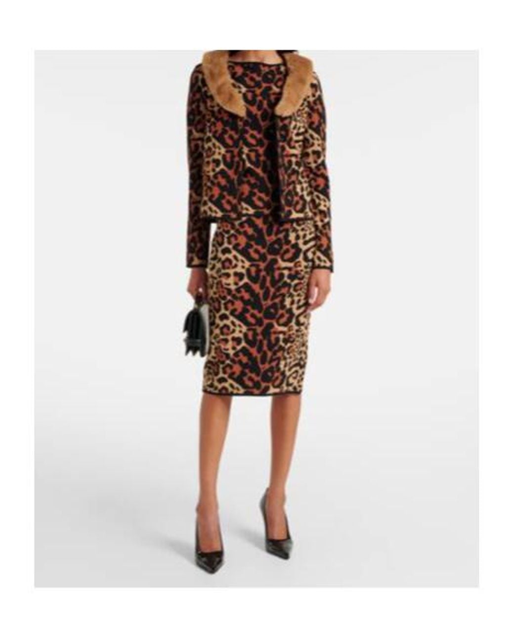 Blumarine Brown Leopard-Print Jacquard Cardigan